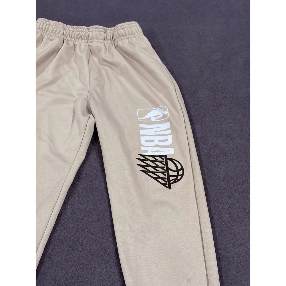 NBA Basketball Joggers Pants Boys 14-16 Beige Mid Rise Tapered Leg Drawstring
